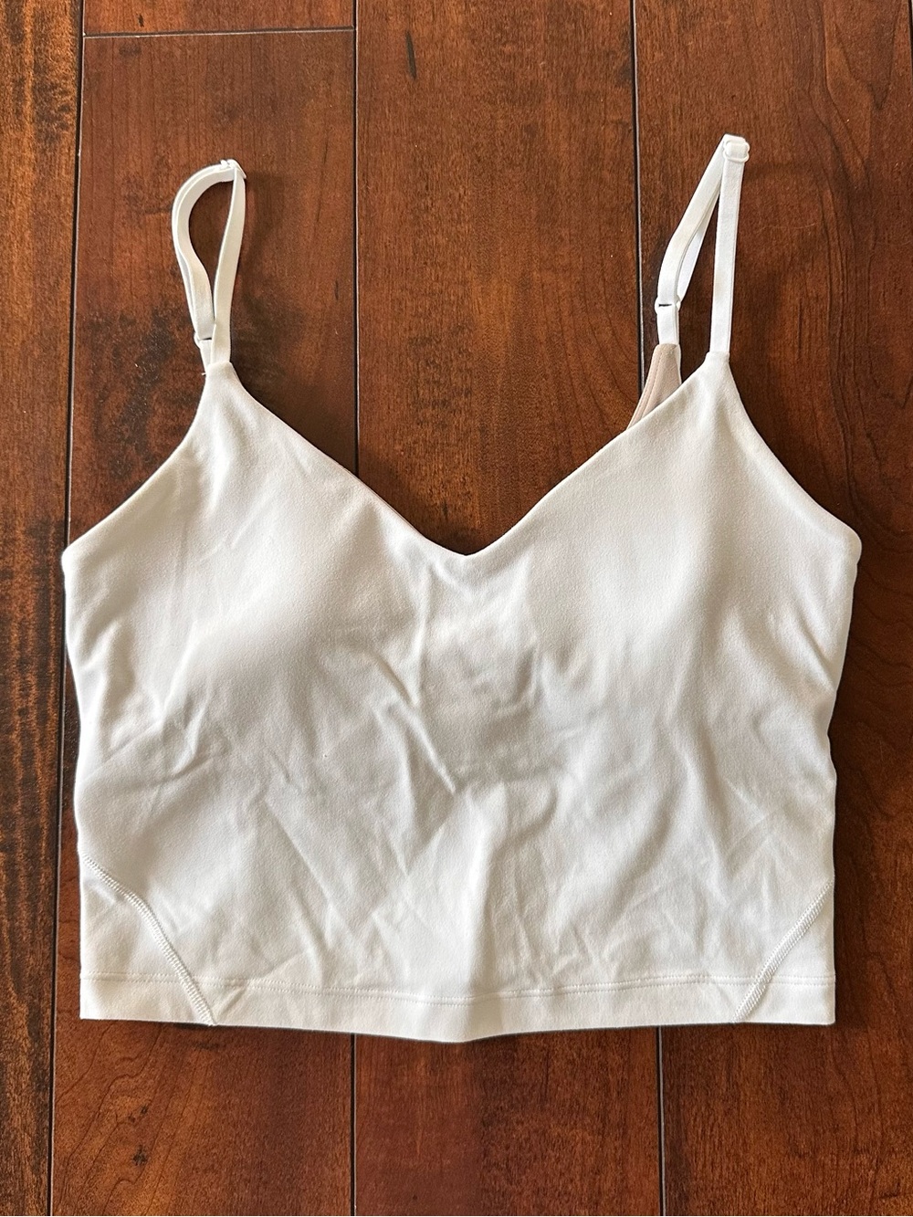 Lululemon White Cropped Bra Tank Top Sz 4